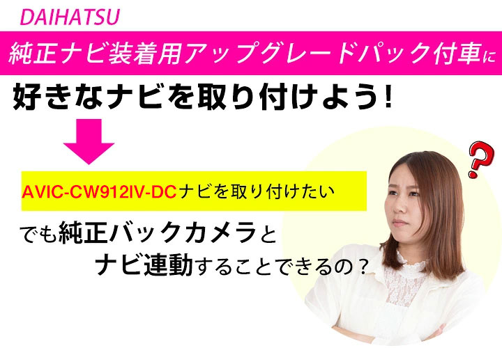 ダイハツ アップグレードパック 純正リアカメラ連動 対応ナビ AVIC-CW912IV-DC パ...
