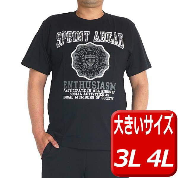 大きいサイズ メンズ tシャツ 半袖 アメカジ 3L 4L ゆったり 夏 インナー プリント クルー 父の日 プレゼント ギフト 送料無料 17024KG