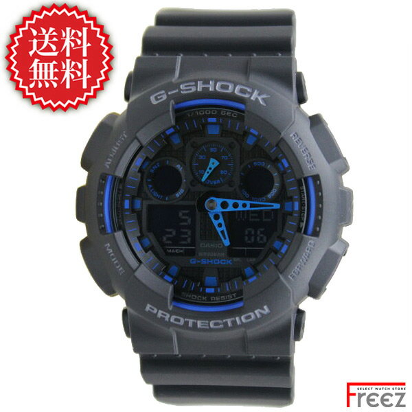 CASIO カシオ G-SHOCK 時計 G-ショック ジーショック メンズ 腕時計 デジアナ 黒×青 GA-100-1A2【あす楽】【送料無料】