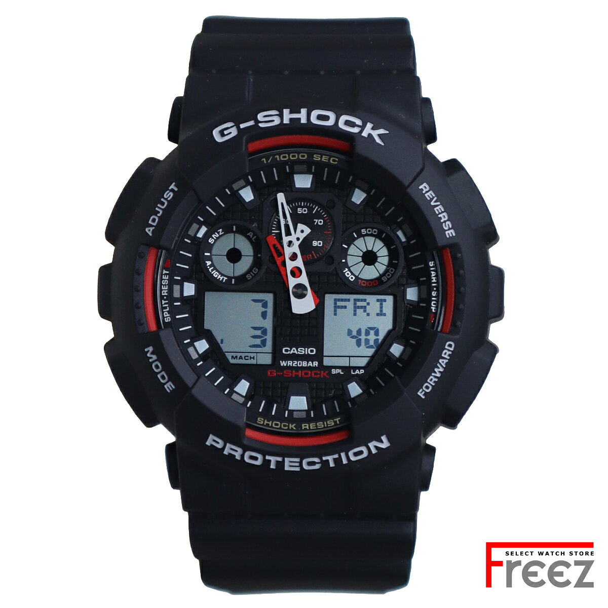 CASIO G-SHOCK GA-100-1A4 カシオ Gショック メンズ 腕時計 アナデジ ブラック レッド ビッグケース 耐磁 20気圧防水 海外モデル