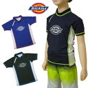 ラッシュガード 男の子 キッズ 子供 半袖 Dickies ディッキーズ (740731)ヘザー柄×カラーステッチ 110 120 130cm UVカット フードなし 小学生 水着