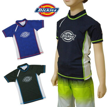 ラッシュガード キッズ 子供 男の子 半袖 Dickies ディッキーズ(740731)ヘザー柄×カラーステッチ 110 120 130cm UVカット フードなし 小学生 水着【メール便対応】【あす楽】