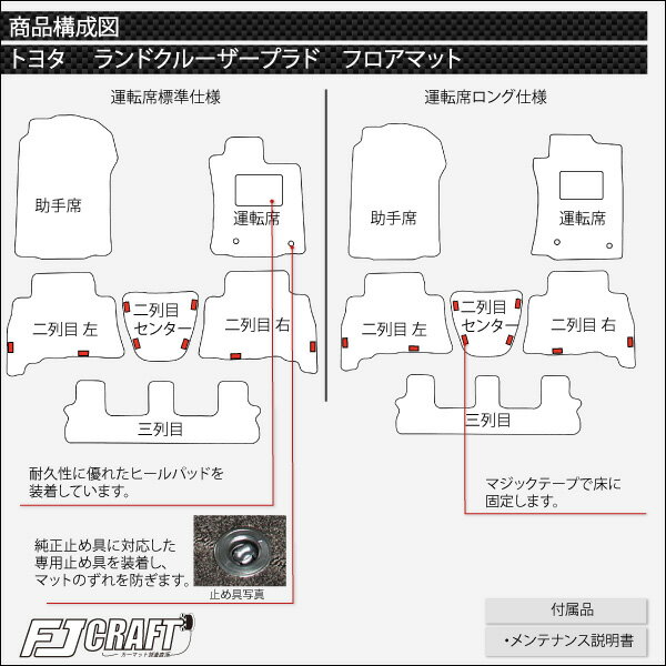 トヨタランドクルーザープラド150系7人乗りフロアマット(スタンダード)