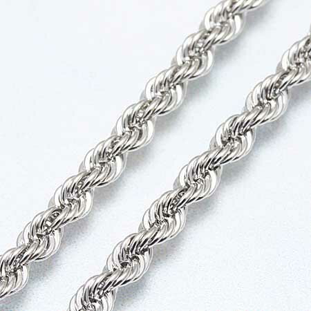 ロープネックレス 少し太めの18金ホワイトゴールド レディース 40cm