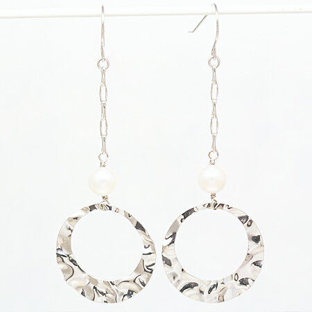 18金ホワイトゴールド アコヤパールフックピアス(4)