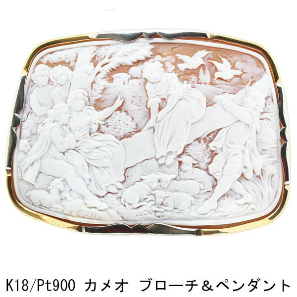 【スーパーSALE】 カメオブローチ ペンダントトップ 18金とプラチナ