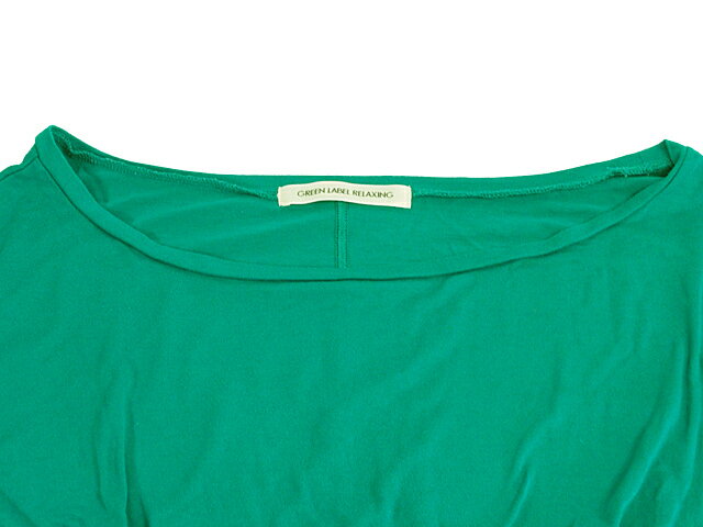 富士屋◆グリーンレーベルリラクシング green label relaxing レーヨン×ポリエステル グリーン/緑 レディース 半袖 ロングトップス チュニック【中古】