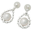 富士屋◆値下げ品◆ ミキモト MIKIMOTO パール/9.0mm ダイヤ/0.33ct×2 K18WG イヤリング【中古】