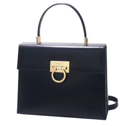 富士屋◆ サルヴァトーレフェラガモ Salvatore Ferragamo ガンチーニ AF-21 8657 2WAY ハンドバッグ ブラック【中古】 富士屋◆ サルヴァトーレフェラガモ Salvatore Ferragamo ガンチーニ AF-21 8657 2WAY ハンドバッグ ブラック【中古】