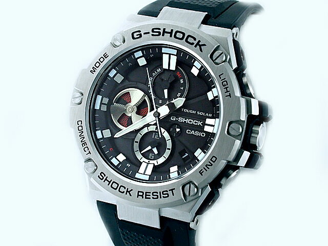 富士屋◆カシオ CASIO Gショック Gスチール GST-B100-1AJF メンズ 電波ソーラー 腕時計【中古】