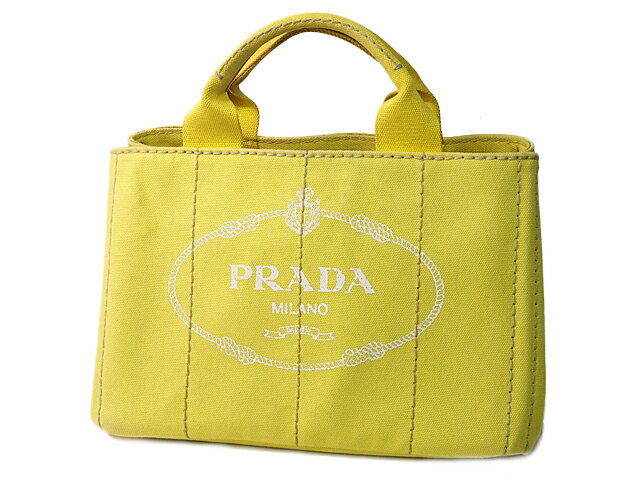 富士屋◆プラダ PRADA カナパ トートバッグ キャンバス イエロー BN2439【中古】