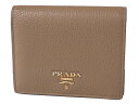 富士屋◆プラダ PRADA バイカラー 2つ折り財布 1MV204 ベージュ オレンジ【中古】