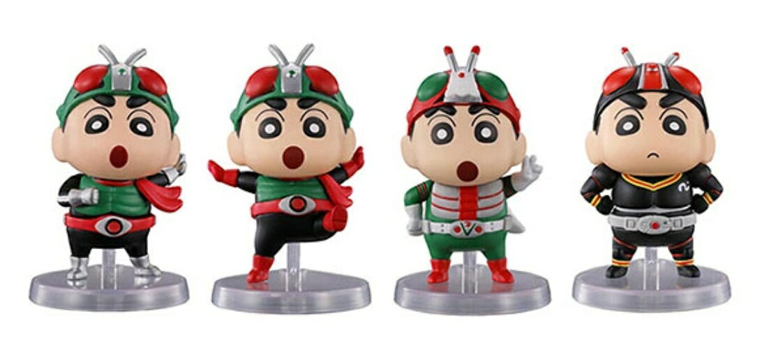 クレヨンしんちゃん×仮面ライダー コラボレーションフィギュアコレクション 全4種セット BANDAI コンプリート 【在庫品】のサムネイル