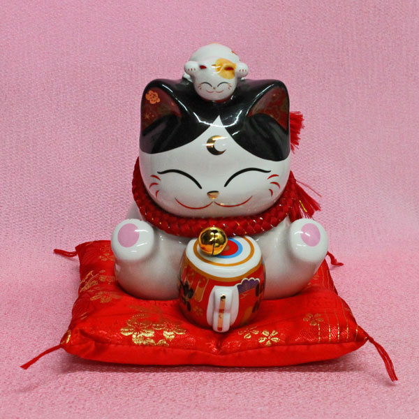 招き猫 置物・開運・縁起物・金運・風水【吉招本舗 招福小槌親子招き猫 貯金箱 SC53409-N69】招き猫の置物