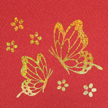 雛人形 名前旗 刺繍 お雛様 名前入旗【蝶々に桜(赤)fuku-R2-783】ちりめん 木製スタンド付 女の子 タペストリー飾り