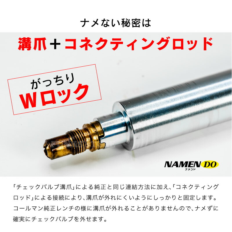 NAMENDO ナメンド チェックバルブ コネクトレンチ Coleman コールマン用 パーツ アクセサリ USA/カナダ/新旧 兼用 ランタン ストーブ 工具 レンチ 200A 220E 550B 424 400 286 236 414 214 他 コネクティングロッド 蝶ネジ セット FUNKS 整備 日本製 MADE IN JAPAN なめんど 3