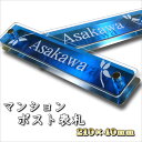 表札 ステンレス アクリル 人気 新築祝い プレゼント マンション ポスト玄関 門柱など 210mm×40mm 簡単貼り付けタイプの表札 スカイブルーカラー【送料無料】 SMPR-210