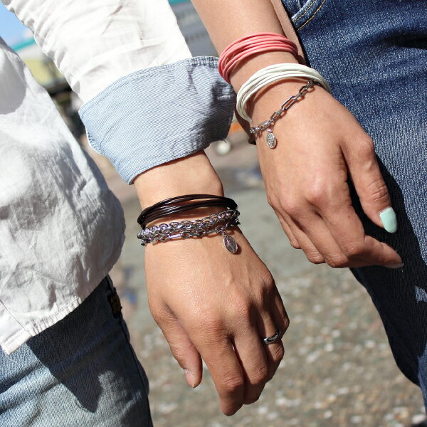 2本セット/革 レザー ブレスレット レザーブレス メンズ レディース ダークブラウン/レッド【楽ギフ_包装選択】【楽ギフ_メッセ】 ジーラブ