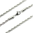 【ネックレス チェーン 金属アレルギー対応ステンレス】ロングネックレス シルバー【 4ミリ フレンチロープ】サージカルステンレス 男女兼用 ユニセックス プチプ...