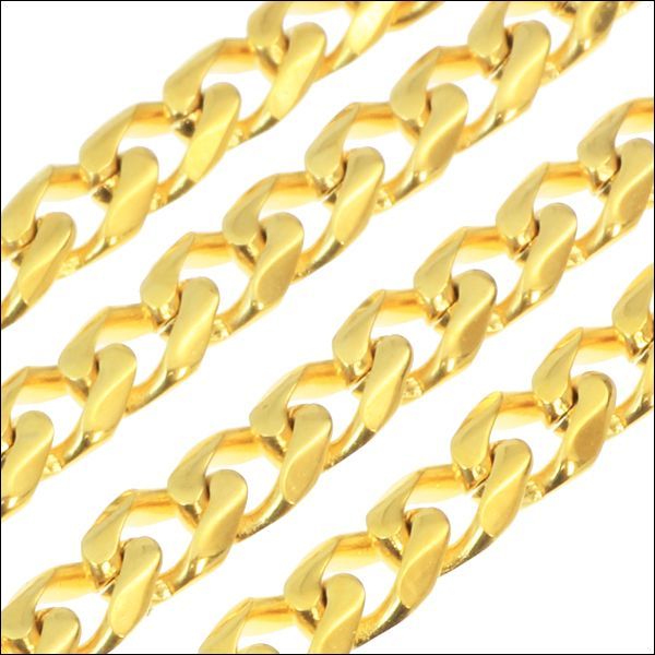 【ネックレス チェーン 金属アレルギー対応ステンレス】 4.6mm 6面カットキヘイ ゴールド 【35cm~60cm】ネックレス 喜平 チェーン サージカルステ...