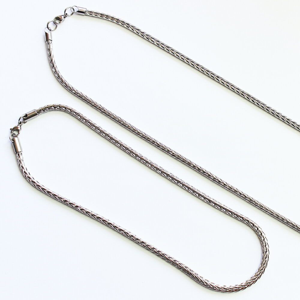 【ネックレス チェーン 金属アレルギー対応ステンレス】 4mmフォックステール【35cm~60cm】ユニセックス レディースメンズ 重ねつけ アクセサリー 高品...