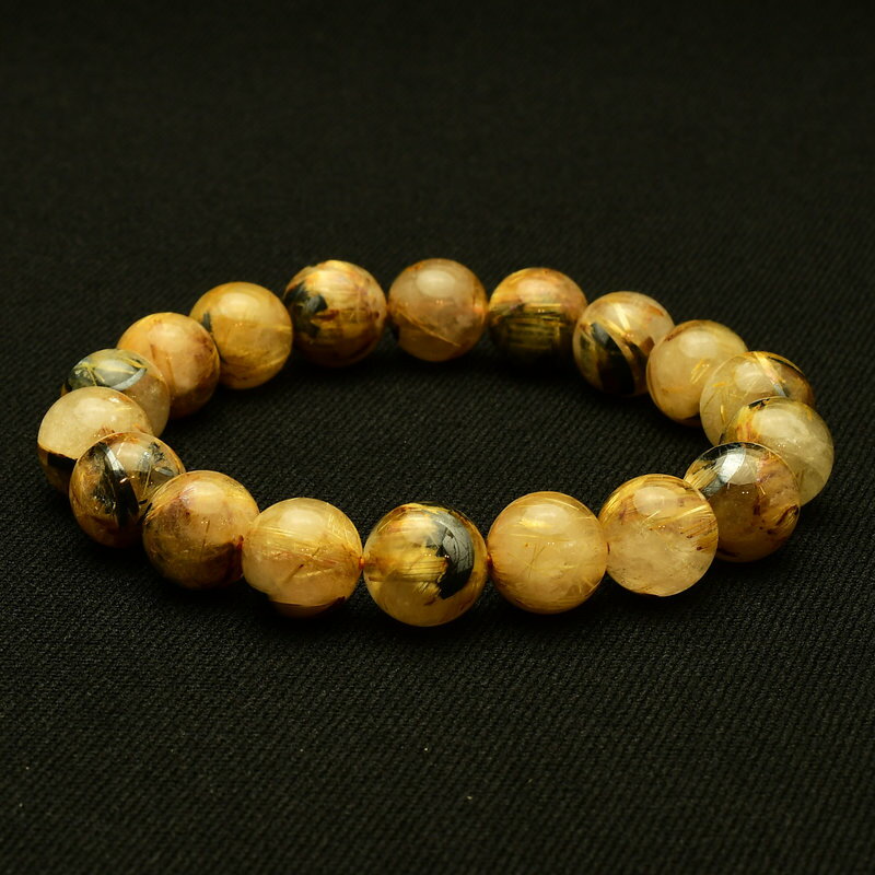 【黒と金のコントラストが魅せる☆】　タイチンルチル 太陽放射ルチル ブレスレット 11mm　一点物【GHB1..