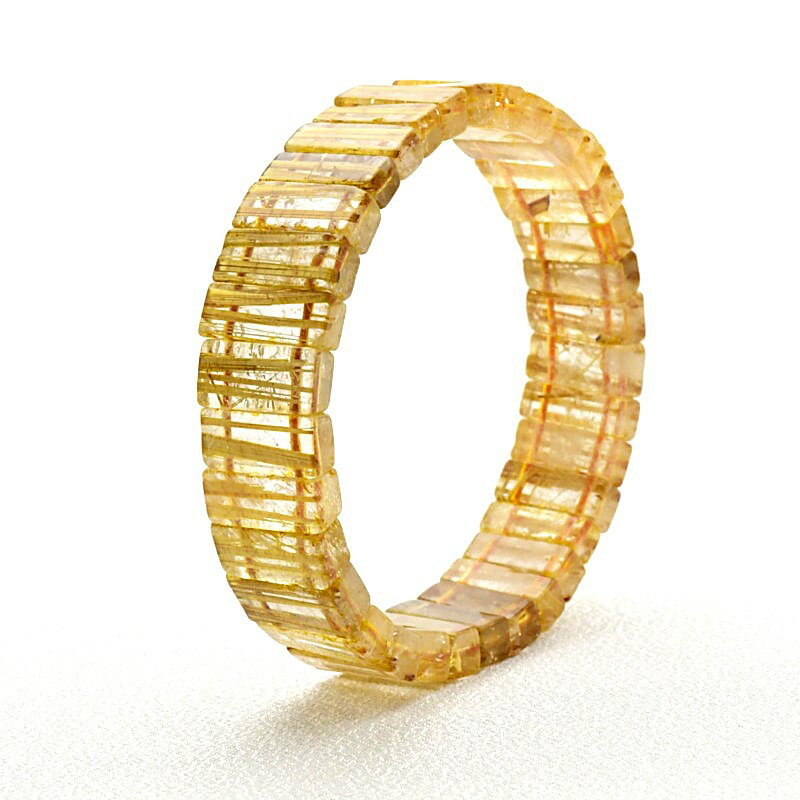 貴重な一点☆虹入り【透明感抜群のプレートが揃ったルチルバングル】約14〜15mm　一点物　【GHB39・38g】最強金運　金針水晶のお守り効果　ご褒美　お揃い　贈答品　ギフト　魔除 厄除　京海堂