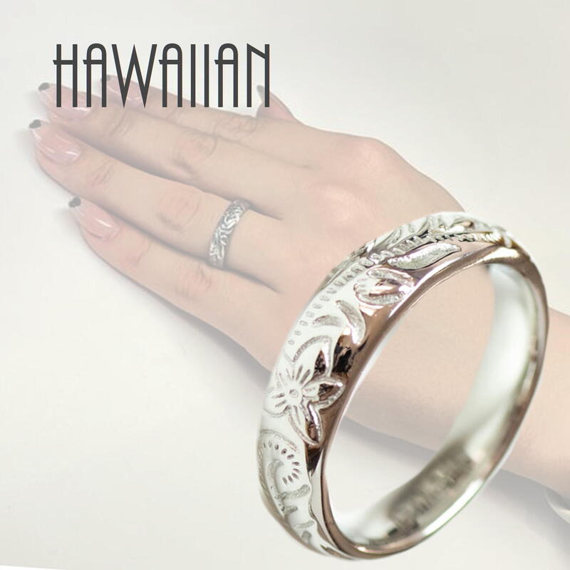 ハワイアン ジュエリー 指輪 刻印無料 金属アレルギー対応 ステンレスリング シルバー【5mm幅ボリューム彫りが綺麗なデザイン】【セミオーダー】人気 おすすめ ...