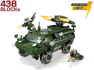 AFM 中国軍 AFT-9 対戦車ミサイルランチャー搭載装甲車 438Blocks◆中国人民解放軍 ミリタリーブロック 高機動対戦車ミサイルを再現