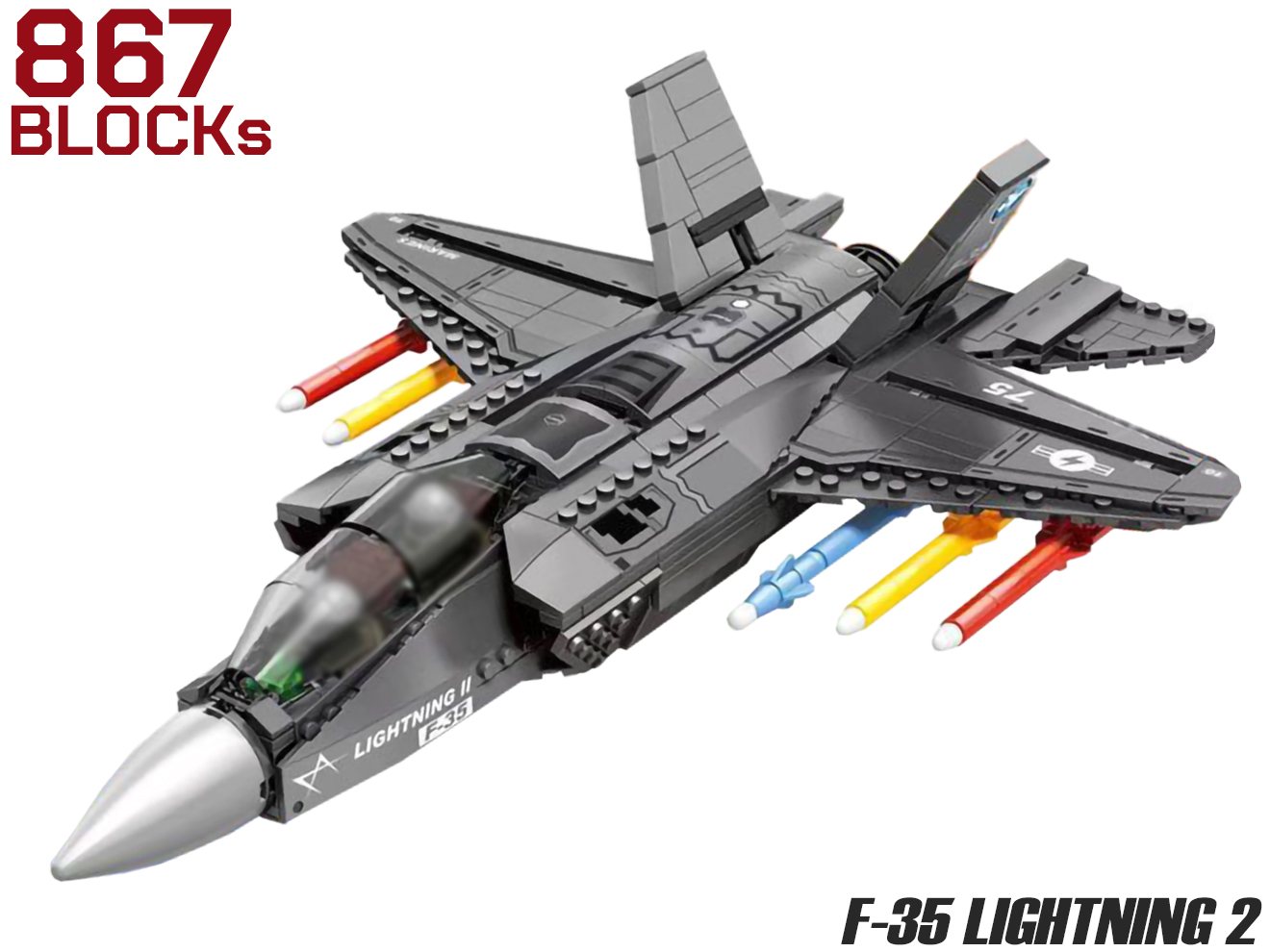 AFM F-35 ライトニング2 867Blocks◆ブロック 知育玩具 プレゼント 子供 お子様 おもちゃ 組み立て インテリア ステルス 能力 動く リアル ミリタリー 戦闘機