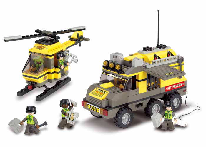 【AFM ブロックシリーズ/タウン】ニュース トラック&ヘリコプター◆360ピース/中継車1台/ヘリコプター1機