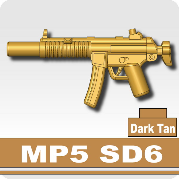 【レゴカスタムパーツ/ウエポンパーツ】AFM MP5 SD6/ダークタン◆サプレッサー内装式/特殊部隊装備に/フィグ用