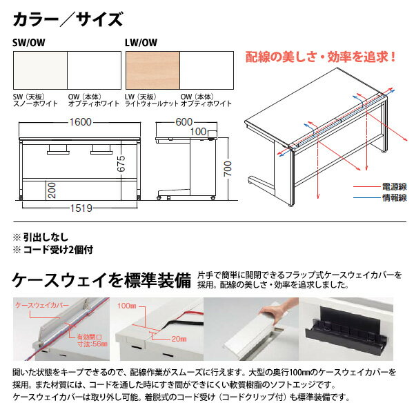 組立完成品 オフィスデスク 事務机 平机 キャスター脚 引き出し無タイプ 受注生産品 DUK7-166CA 幅1600x奥行600x高さ700mm ワーキングデスク スチールデスク 作業机 事務所 会社 工場 稲葉製作所 [2]