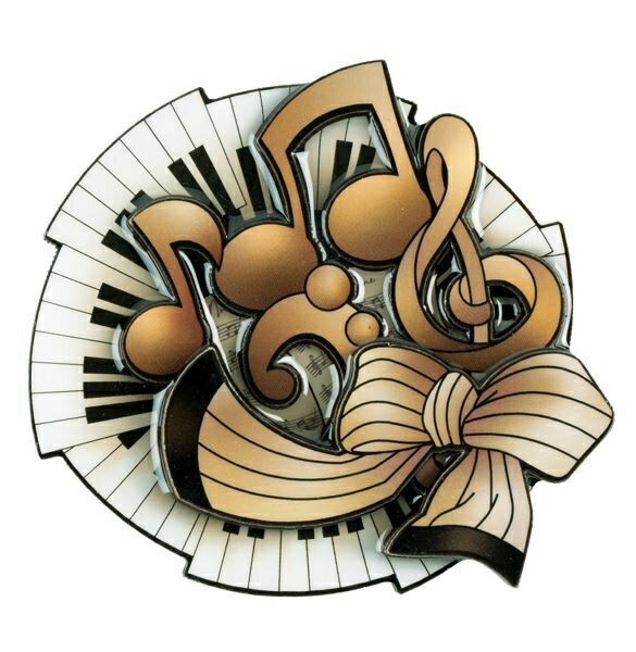 マグネット　木製　アンティークリボン　ト音記号　音符　鍵盤　部活 卒業 記念品 音楽　プレゼント