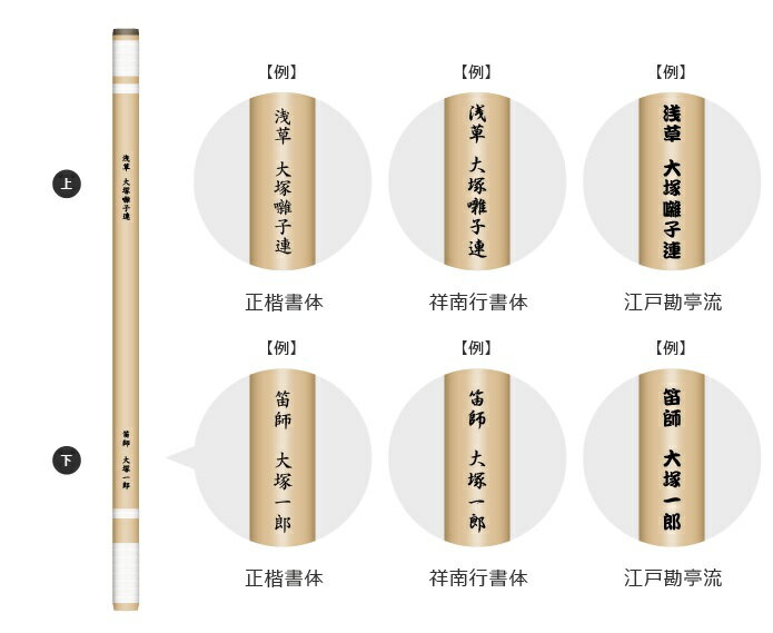 篠笛 文字入れ　名入れ　1箇所　5文字以内