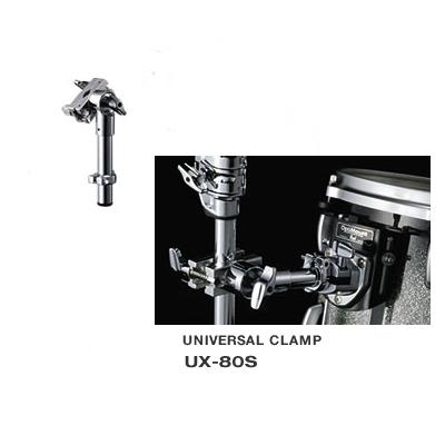 パール　UX80Sユニバーサル　クランプショートモデル　22.2mmのパイプ使用　対応パイプ径：15.9〜28.6mm 長さ(パイプ部のみ）：150mm様々なホルダーをクランプし、ギアシステムで自由なアングルをもたらす、セッティング用の新しい便利なツール。 パール　ハードウェア　Pearl Drums Universal Clamp UX80S