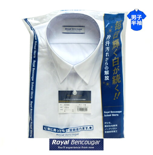 ロイヤルベンクーガー スクールシャツ 男子 半袖 ノーアイロン&衿汗汚れからの解放 ホワイト155A-190A ロイヤルベンクーガー スクールシャツ 男子 半袖 ノーアイロン&衿汗汚れからの解放 ホワイト155A-190A