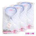 【3枚組】BIRD LINEバードライン スクールシャツ 女子用 半袖 140A〜180A / 150B～180B 形態安定/透け感防止/UVカット 青白 スクールブラウス 中学/高校