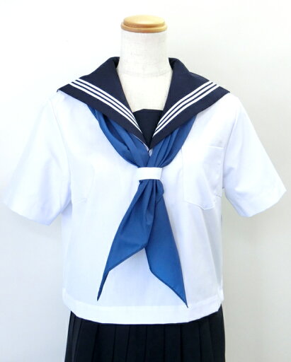 セーラー服 半袖 白身頃×紺衿 155A-175A KURI-ORIクリオリ 日本製 セーラー服 半袖 白身頃×紺衿 155A-175A KURI-ORIクリオリ 日本製