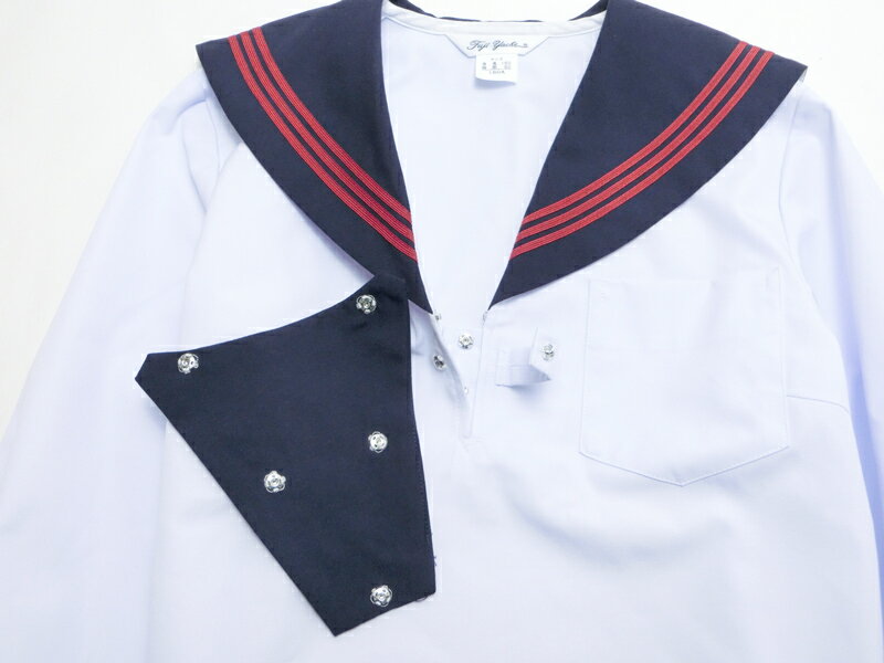 セーラー服 長袖 白身頃 紺衿 赤三本線 夏用 合服 18A/18B/19B/20B 特注サイズ 富士ヨット【日本製】アイラブ制服別注 3