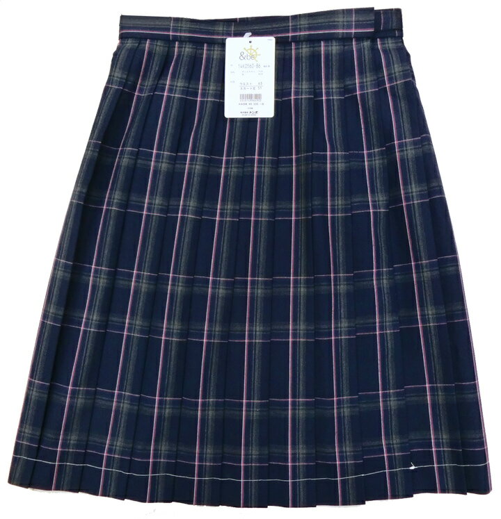 夏用スカート 紺チェック柄制服サマースカート W63〜80丈51トンボ学生服&be(アンビー)