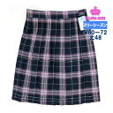 制服スカート KURI-ORIクリオリ 紺×ピンクチェック W60〜72 丈48/51【KR347】