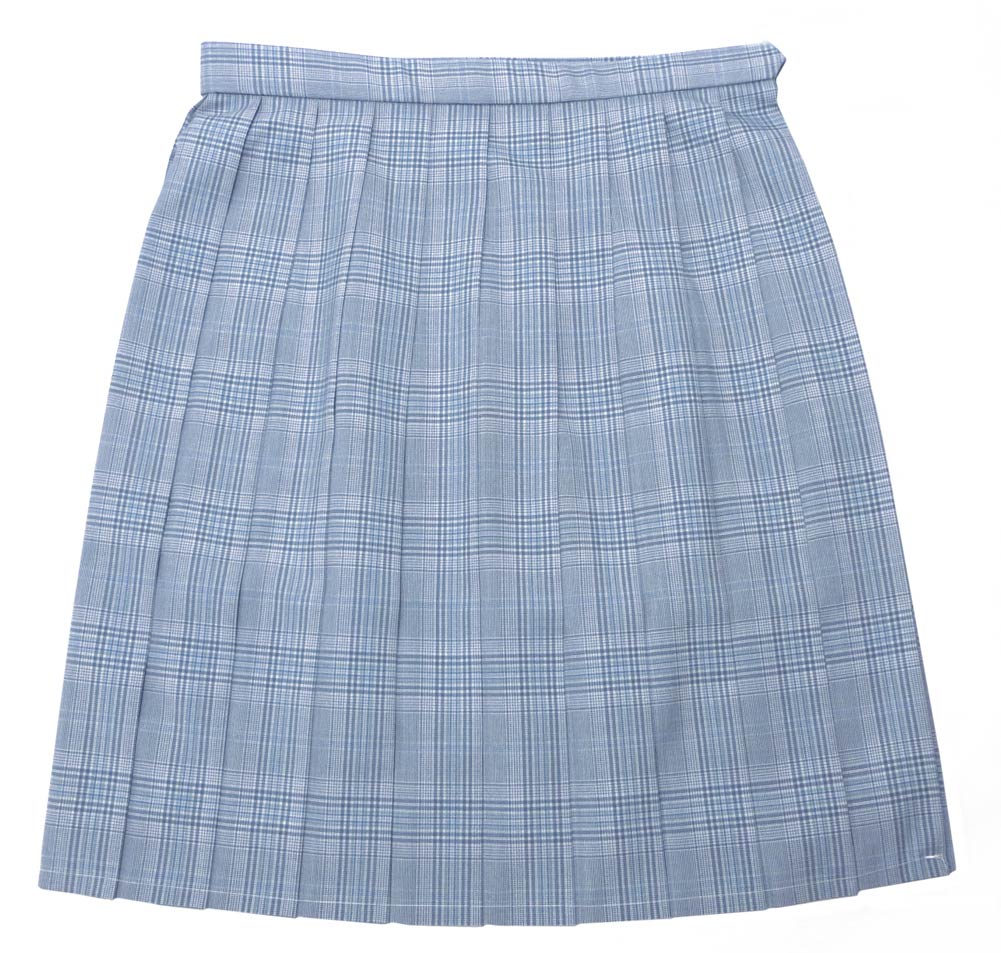 制服 スカート 夏用 サックスチェック W60〜72 丈48 ひざ上丈 KURI-ORIクリオリ 日本製