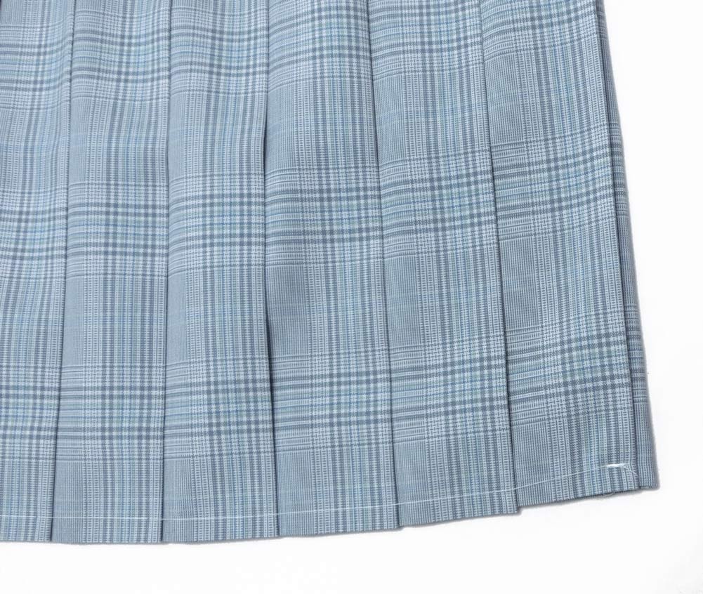 制服 スカート 夏用 サックスチェック W60〜72 丈48 ひざ上丈 KURI-ORIクリオリ 日本製