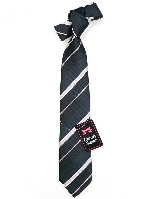 Candy Sugar(キャンディシュガー） 濃紺にピンクとシルバーラメのストライプのスクールネクタイ ちょっぴり細めです 135センチあるので男子の着用もOK！ 品質：ポリエステル100% 剣先幅7センチ 長さ約135センチ 初めての方に...