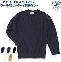 スクールセーター Vネック ポイント刺繍なし 男女兼用 SS〜XL ウール混 紺・黒・グレー・ベージュ 春/秋/冬 ビバリーヒルズポロクラブ 1