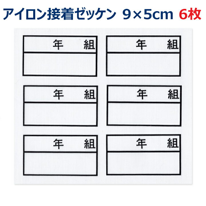 【6枚1シート】年組 ゼッケン アイロン接着 ネーム布 9×5センチ 小学校/中学校/高校