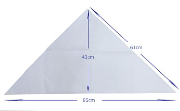 【メール便OK】給食 三角巾 白 Mサイズ 高さ43×長辺85 小学校/中学校/高校【日本製】