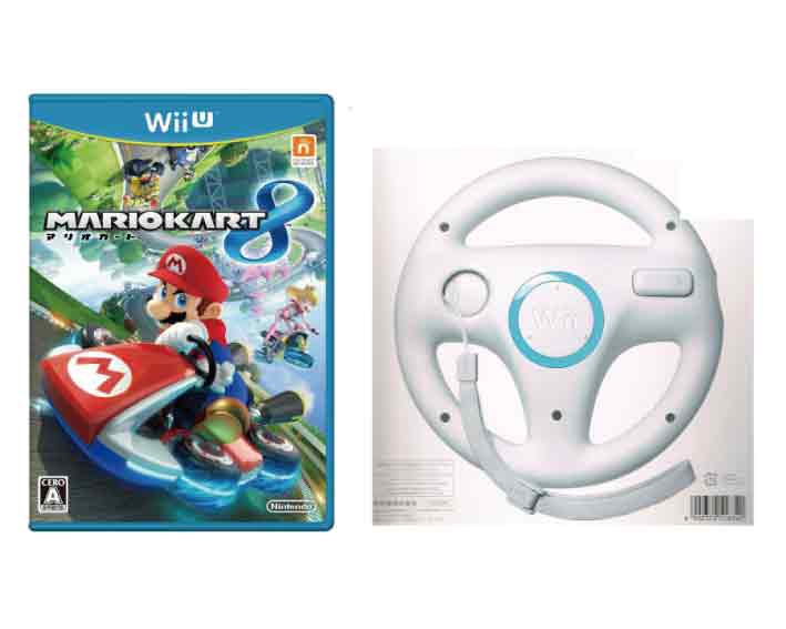 【新品】(税込価格) WiiU マリオカート8+Wiiハンドル ★全て任天堂純正品 ★本商品は宅配便送料【小】になります。
