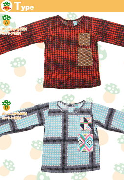 キッズ 子供服 Tシャツ 長袖 男の子 女の子 80サイズ~130サイズ ロンT チェック かわいい おしゃれ レトロ 個性的